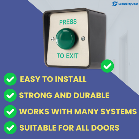 Outdoor IP65 PRESS TO EXIT Button | Weather Resistant Push Door Entry Release Switch for Access Control | Brushed Stainless Steel Plate with ABS Plastic Housing - SecureMyDoor