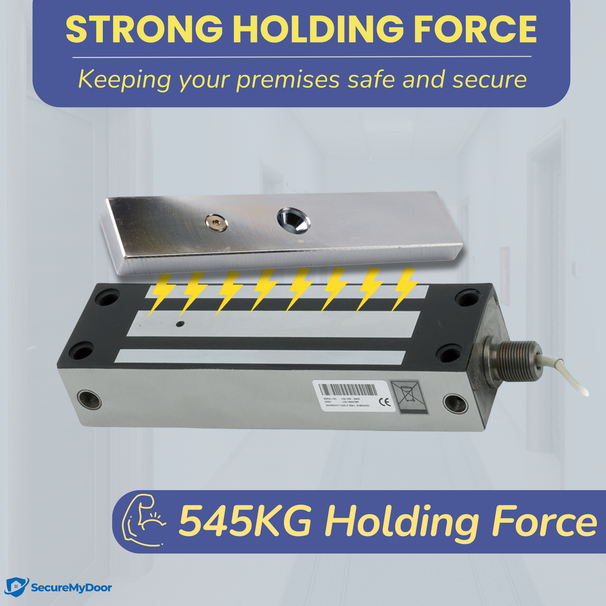 IP67 Weather Resistant External Magnetic Lock | Fail Safe Access Control Maglock | 1500lbs Holding Force | Stainless Steel | Ideal for Outdoor Use for Door or Gate - SecureMyDoor