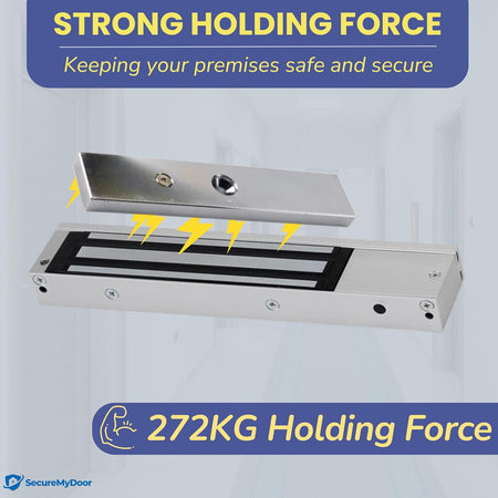 Indoor LED Maglock | Fail Safe | 272KG Holding Force | Z & L Bracket | 12V-24V DC | Ideal for Access Control & Electric Door Lock Systems - SecureMyDoor