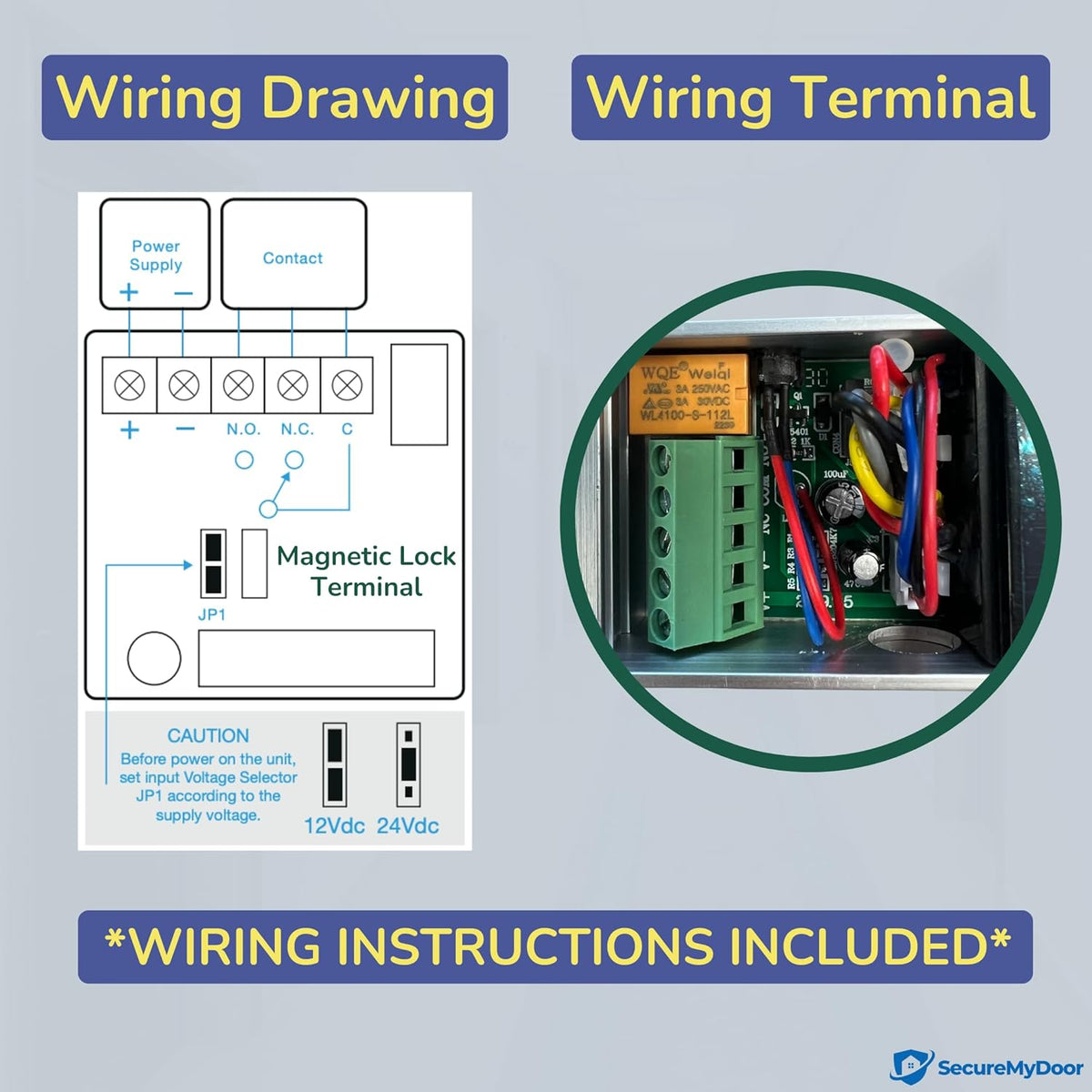Indoor LED Maglock | Fail Safe | 272KG Holding Force | Z & L Bracket | 12V-24V DC | Ideal for Access Control & Electric Door Lock Systems - SecureMyDoor