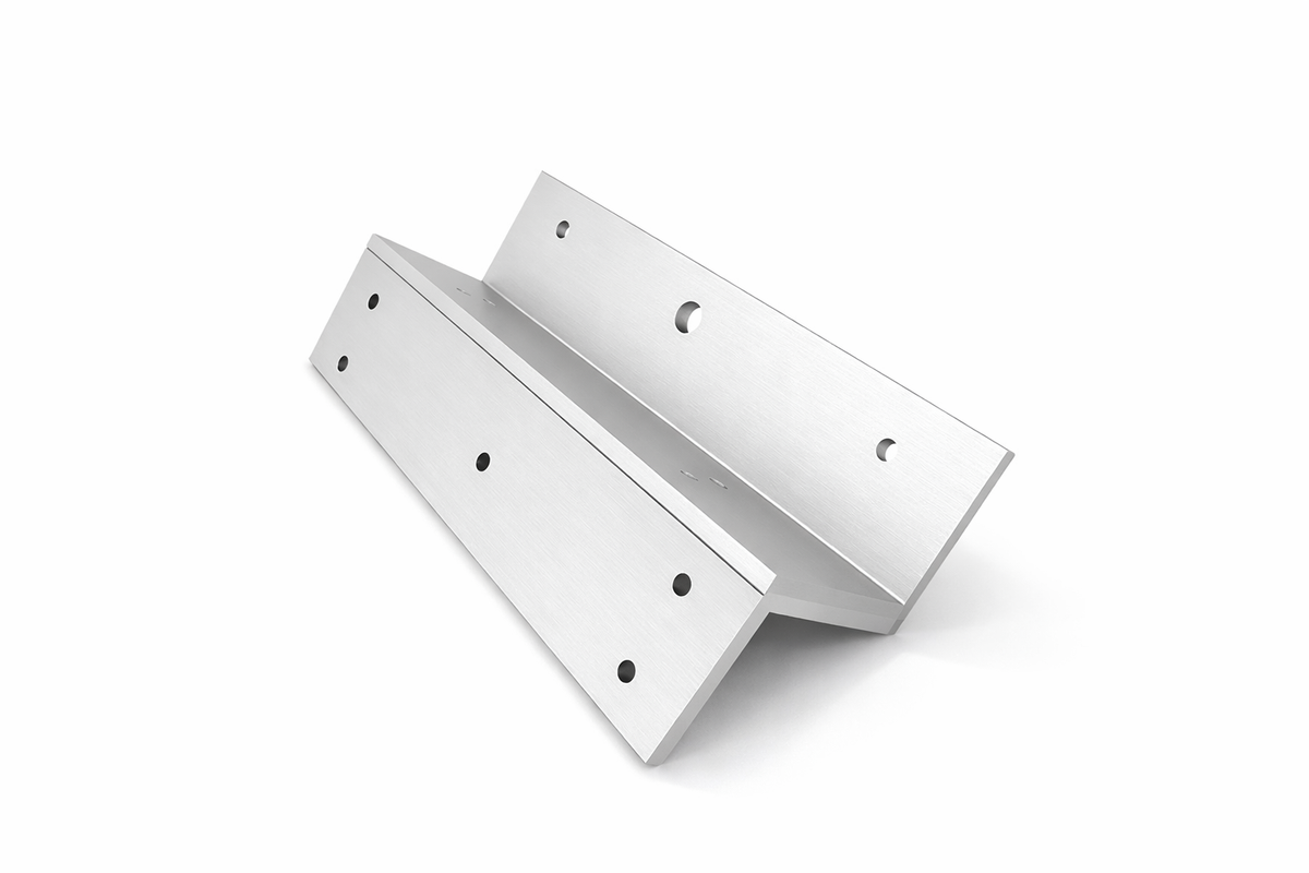 SecureMyDoor U-LZ150 Maglock Z & L brackets for door security, shown with metal brackets and mounting hardware.