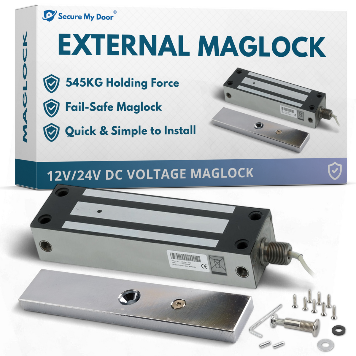 IP67 Weather Resistant External Magnetic Lock | Fail Safe Access Control Maglock | 1500lbs Holding Force | Stainless Steel | Ideal for Outdoor Use for Door or Gate - SecureMyDoor