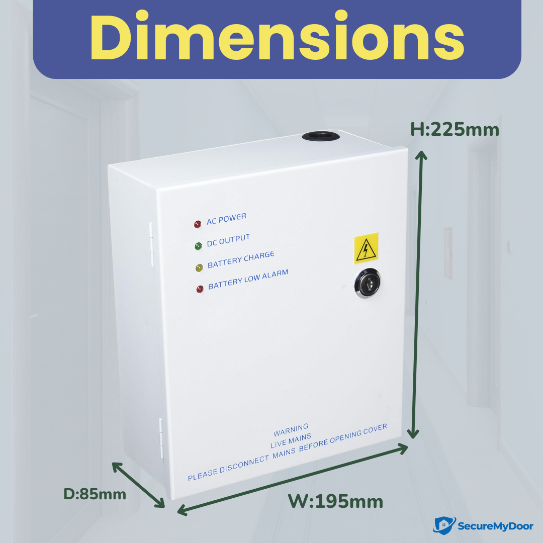 1amp Power Supply for Access Control | 220V AC to 12V DC | Lockable Metal Box - SecureMyDoor