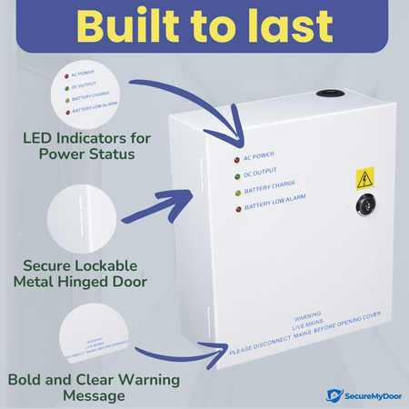 1amp Power Supply for Access Control | 220V AC to 12V DC | Lockable Metal Box - SecureMyDoor