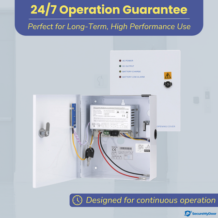 1amp Power Supply for Access Control | 220V AC to 12V DC | Lockable Metal Box - SecureMyDoor