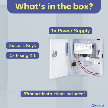 1amp Power Supply for Access Control | 220V AC to 12V DC | Lockable Metal Box - SecureMyDoor