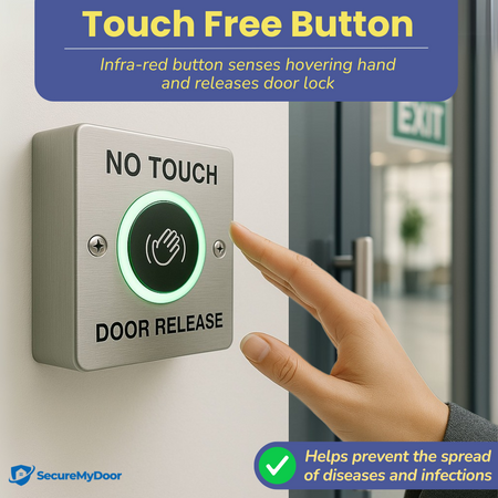 No Touch Exit Button - Hands-Free Door Release Switch with LED Indicators - Stainless Steel - SecureMyDoor