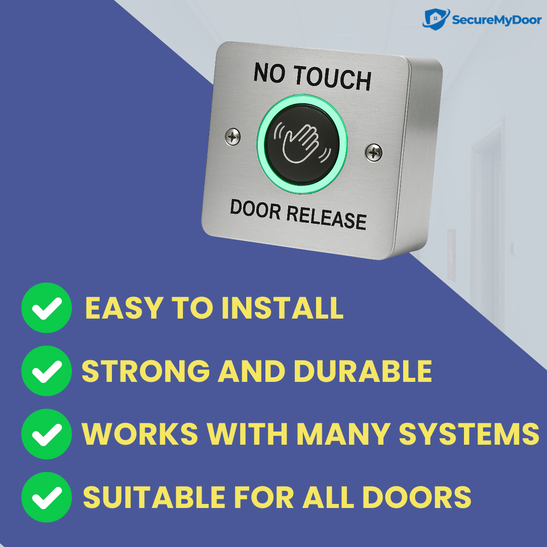 No Touch Exit Button - Hands-Free Door Release Switch with LED Indicators - Stainless Steel - SecureMyDoor