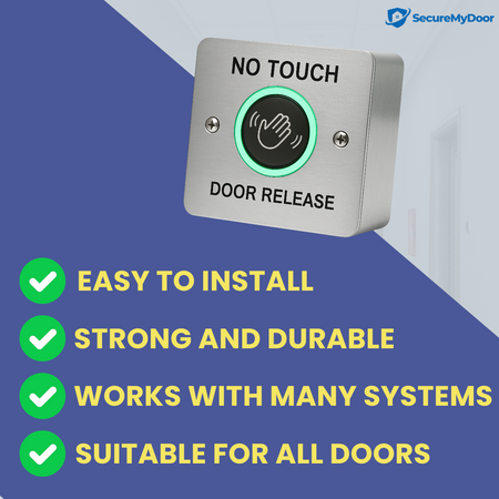 No Touch Exit Button - Hands-Free Door Release Switch with LED Indicators - Stainless Steel - SecureMyDoor