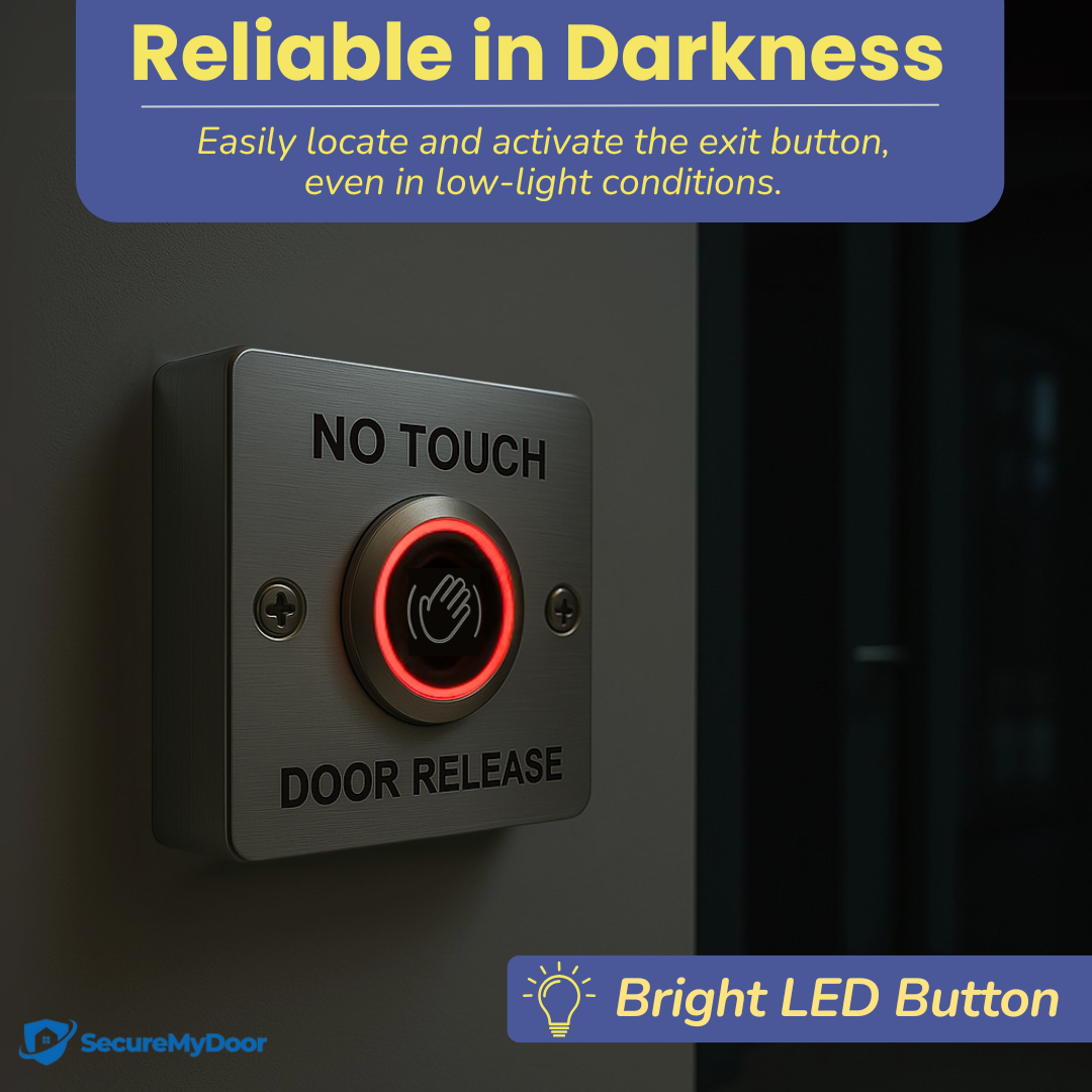No Touch Exit Button - Hands-Free Door Release Switch with LED Indicators - Stainless Steel - SecureMyDoor