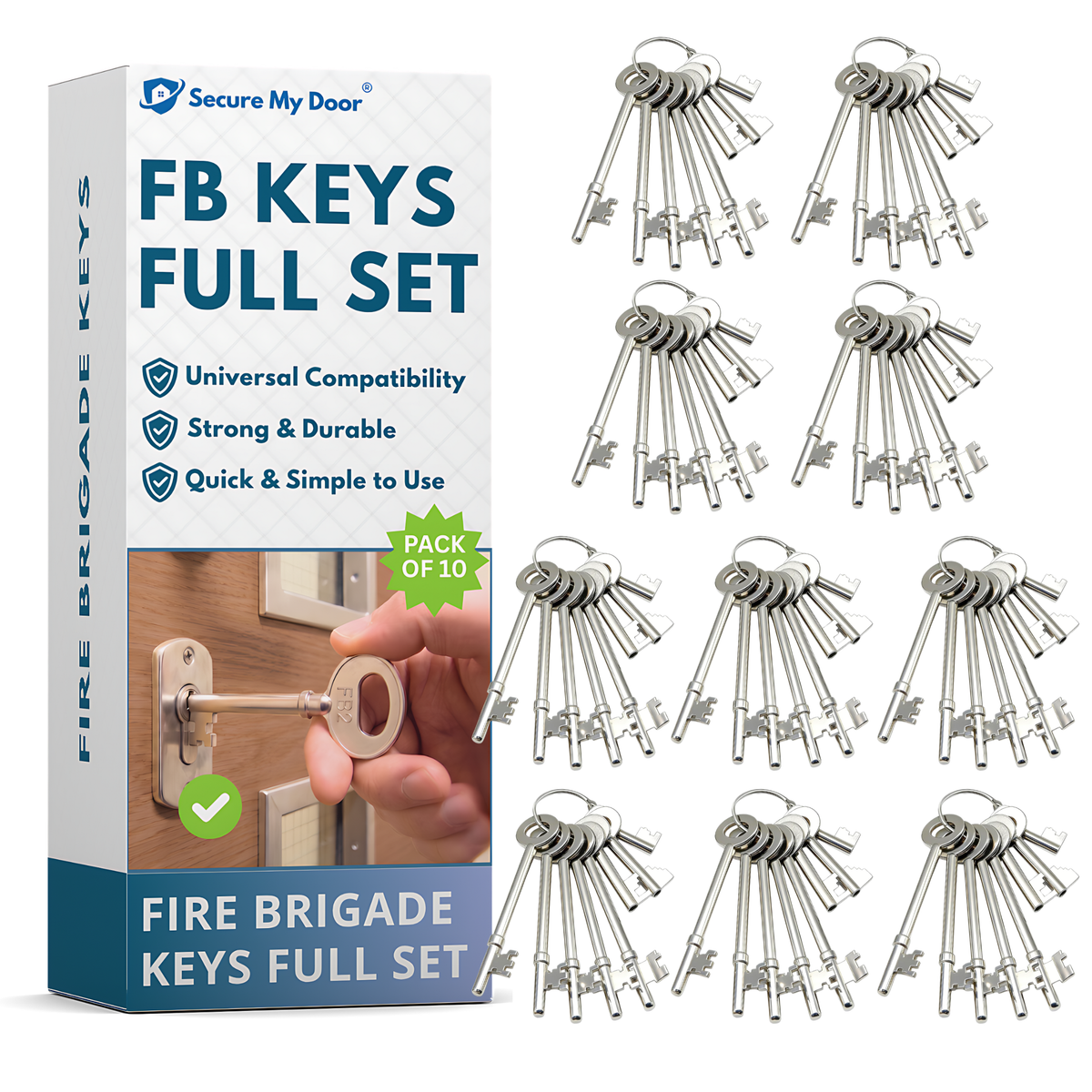 FBK-8 – Fire Brigade Key Set (8 Keys), Pack of 10