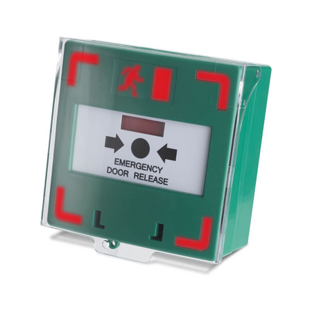 Resettable Call Point Emergency Exit Door Lock Release Switch - Surface Mount with LED Status Indicator | Green Plastic - SecureMyDoor
