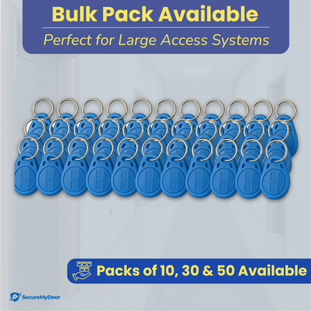 30x RFID Proximity Fobs in Blue - 125kHz Frequency - Ideal for Most Door Entry Systems - SecureMyDoor