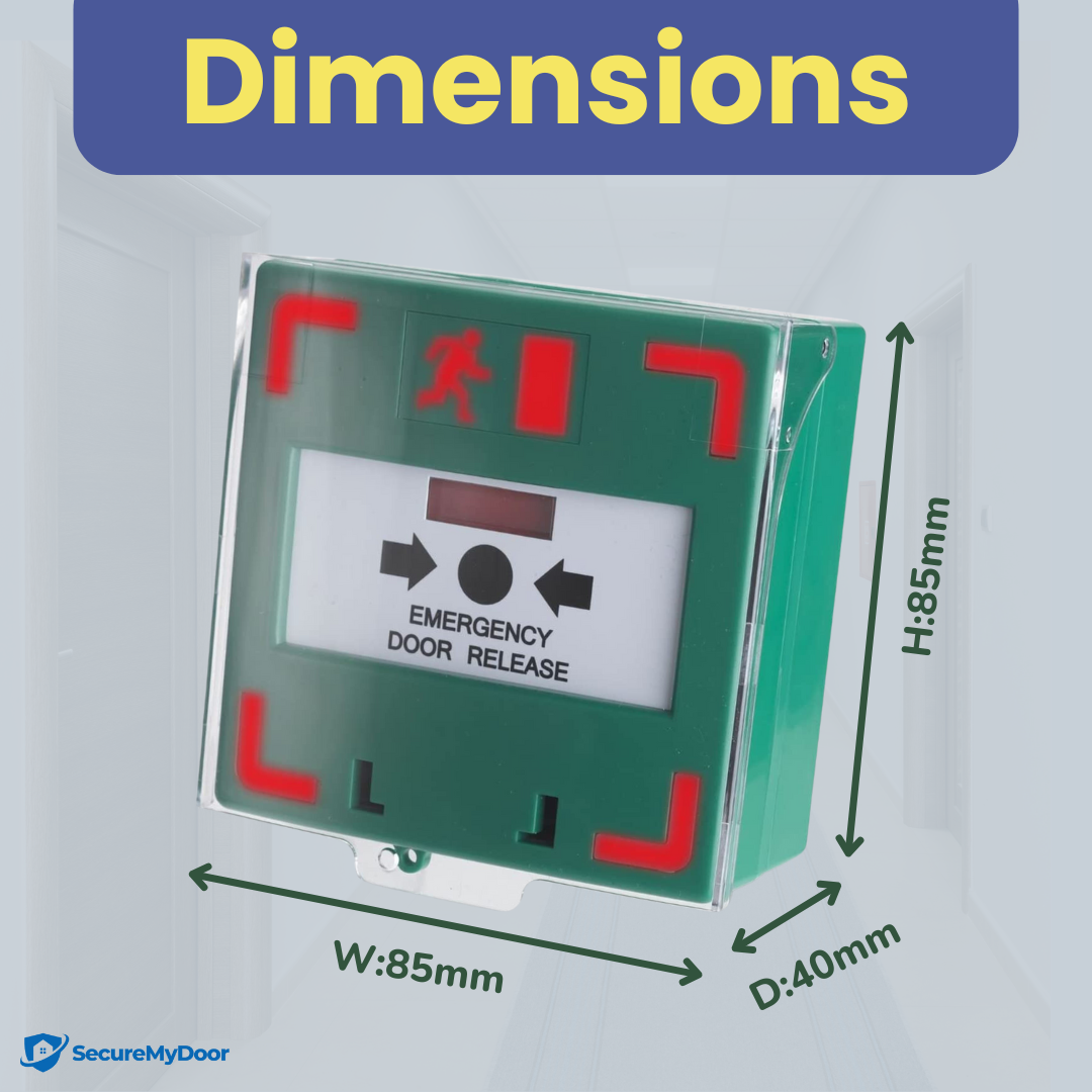 Resettable Call Point Emergency Exit Door Lock Release Switch - Surface Mount with LED Status Indicator | Green Plastic