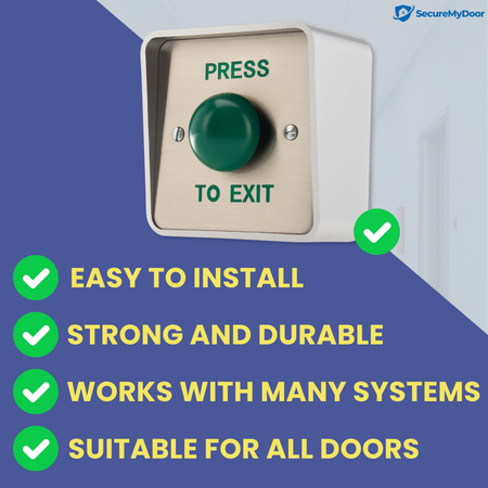 Outdoor IP65 PRESS TO EXIT Button | Weatherproof | Stainless Steel Plate & ABS Housing | Ideal for Access Control & Door Entry Release - SecureMyDoor