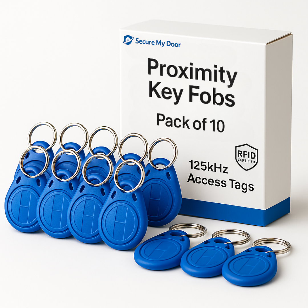 10x RFID Proximity Fobs in Blue - 125kHz Frequency - Ideal for Most Door Entry Systems - SecureMyDoor
