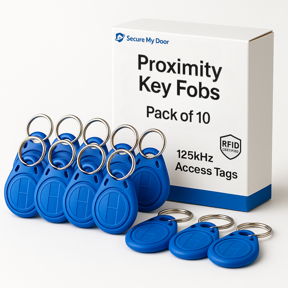 10x RFID Proximity Fobs in Blue - 125kHz Frequency - Ideal for Most Door Entry Systems
