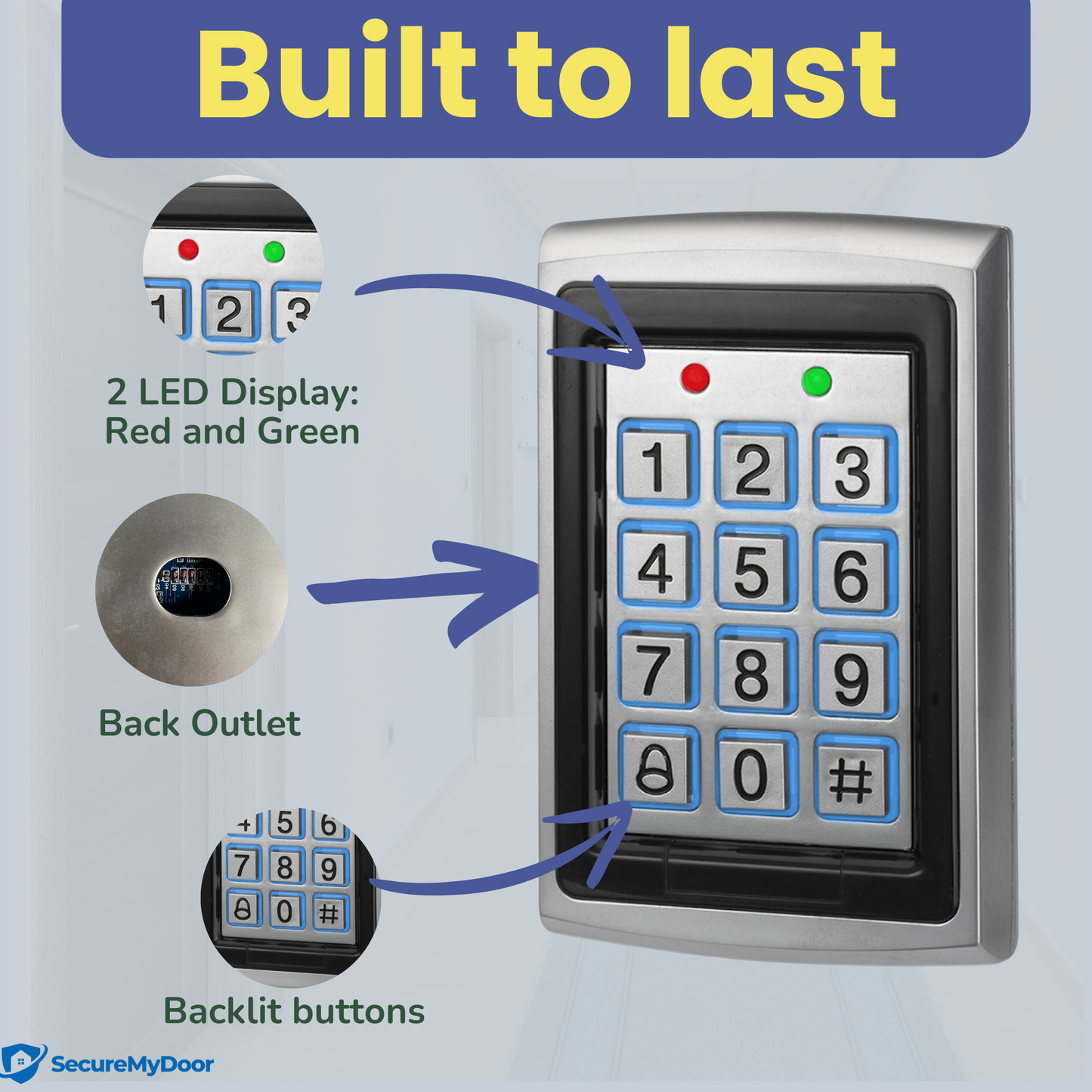 Proximity Digital Keypad for Door Entry System | with Both RFID Fobs and Pin Code Entry | For Indoor Security Access Control Use | Touchpad Backlight Keypad | Standalone Touchpad LED