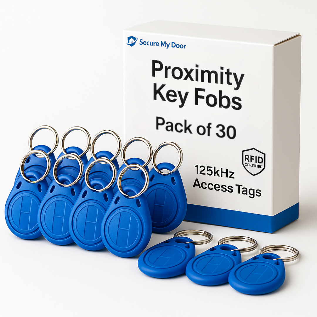 30x RFID Proximity Fobs in Blue - 125kHz Frequency - Ideal for Most Door Entry Systems - SecureMyDoor