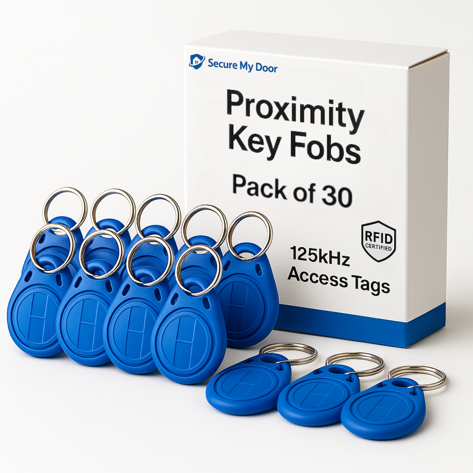 30x RFID Proximity Fobs in Blue - 125kHz Frequency - Ideal for Most Door Entry Systems