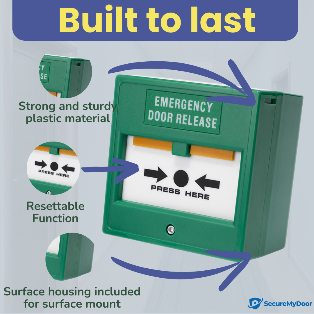 Resettable Call Point with No Glass to Break | Emergency Break Glass for Indoor Use | Fire Alarm Button Switch for Easy Access Control | Ideal for Commercial & Residential Buildings