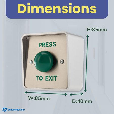 Outdoor IP65 PRESS TO EXIT Button | Weatherproof | Stainless Steel Plate & ABS Housing | Ideal for Access Control & Door Entry Release - SecureMyDoor
