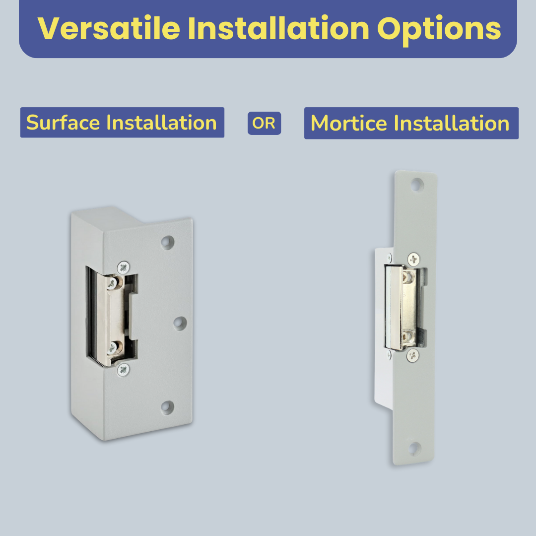 Electric Lock Release Fail Secure with Adjustable Jaw for Door Access Control Systems - 12VDC - Ideal for Commercial, Residential, and Industrial Buildings - Strike Lock