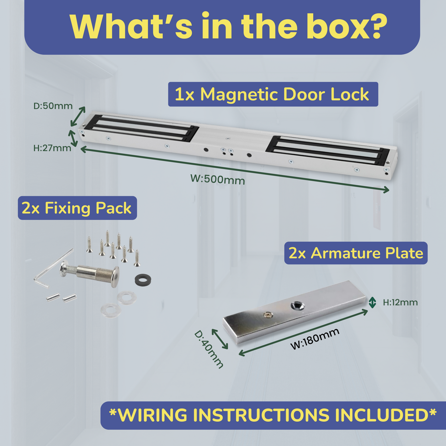 Double Door Magnetic Lock | Fail Safe | 2x 272KG Holding Force | Ideal for Access Control Systems, Building Maintenance and Installers