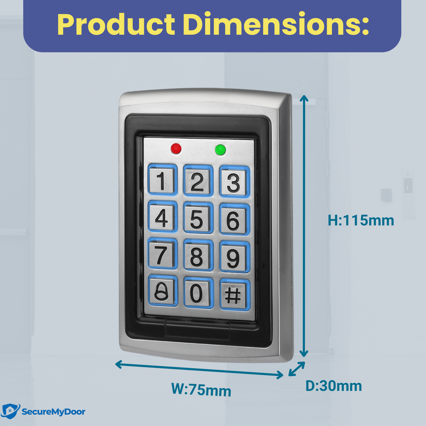 Proximity Digital Keypad for Door Entry System | with Both RFID Fobs and Pin Code Entry | For Indoor Security Access Control Use | Touchpad Backlight Keypad | Standalone Touchpad LED