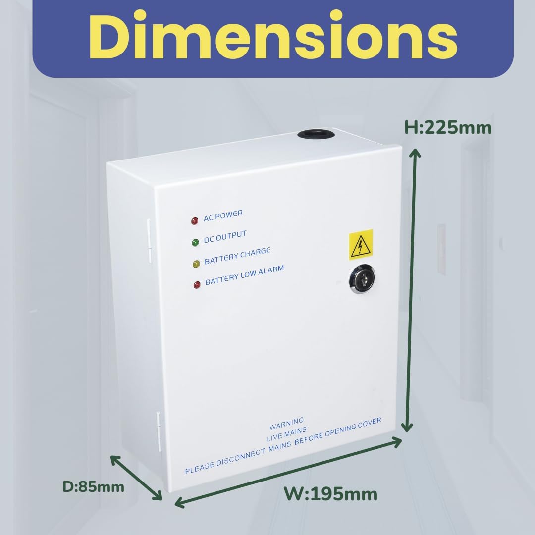 SecureMyDoor PS2A-12VS Smallbox Power Supply for additional security equipment, compact and reliable power source.