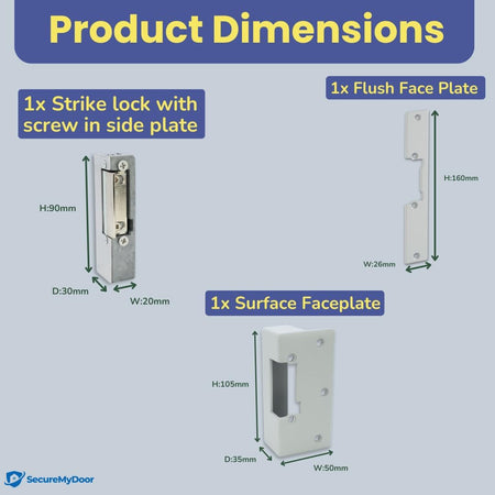 SecureMyDoor M1A LOCK-24 electric locking system with electronic release and keypad for secure access control.