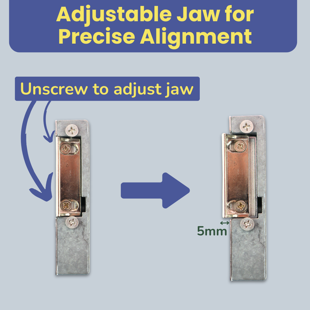 Electric Lock Release Fail Secure with Adjustable Jaw for Door Access Control Systems - 12VDC - Ideal for Commercial, Residential, and Industrial Buildings - Strike Lock