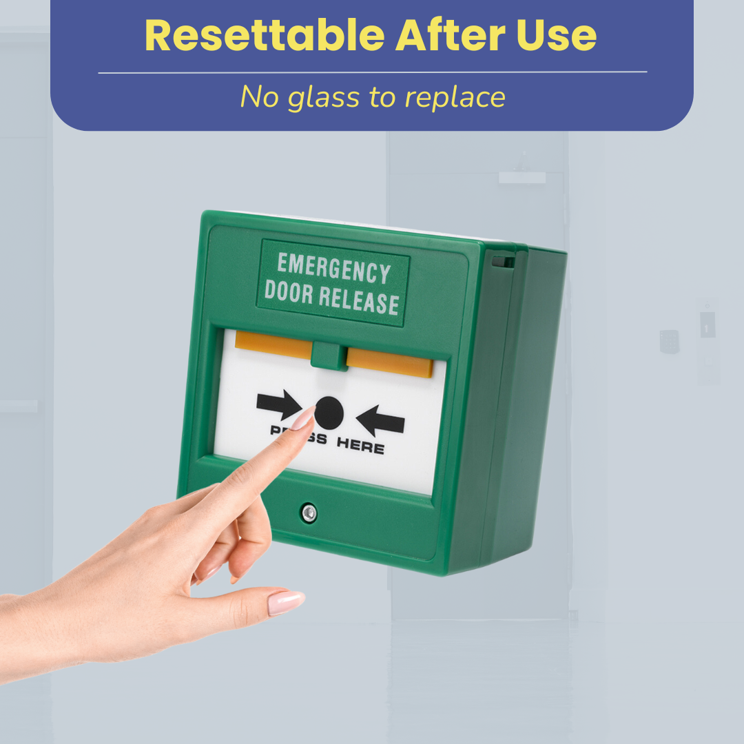 Resettable Call Point with No Glass to Break | Emergency Break Glass for Indoor Use | Fire Alarm Button Switch for Easy Access Control | Ideal for Commercial & Residential Buildings