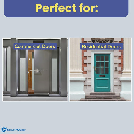 SecureMyDoor M1A Lock electric lock with keypad and digital release, installed on a door for enhanced security.