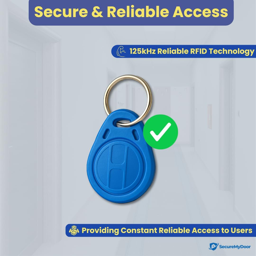SecureMyDoor KT-10-BC access control token with keypad for secure entry management, shown in black with numeric buttons.