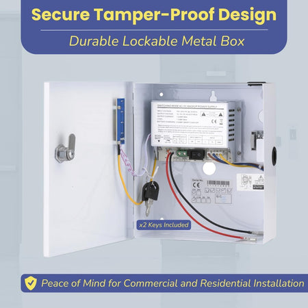 SecureMyDoor PS2A-12VS smallbox power supply, additional equipment for door security systems, compact and reliable.
