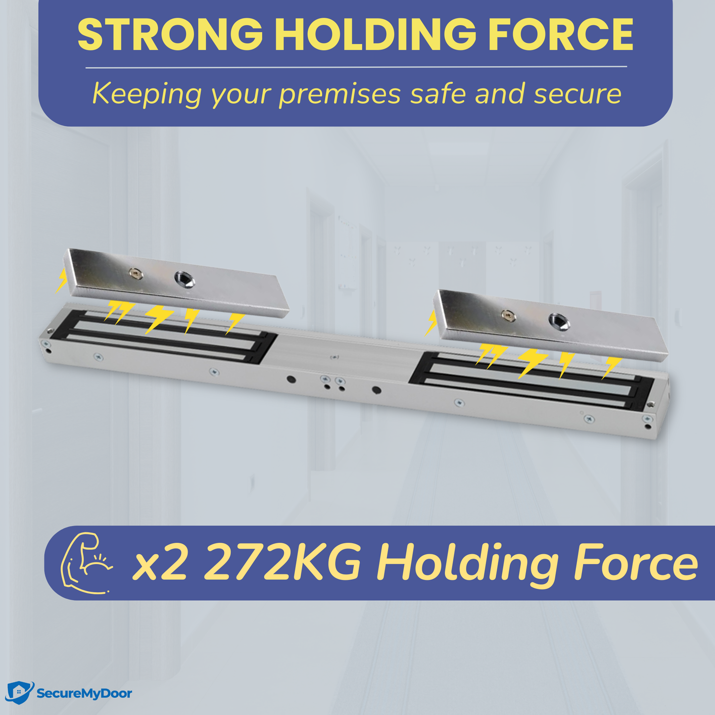 Double Door Magnetic Lock | Fail Safe | 2x 272KG Holding Force | Ideal for Access Control Systems, Building Maintenance and Installers