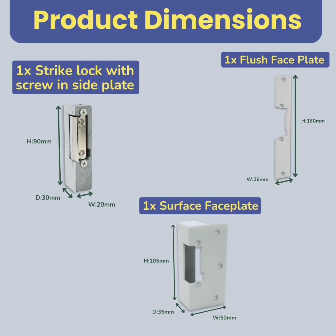 Electric Lock Release Fail Secure with Adjustable Jaw for Door Access Control Systems - 12VDC - Ideal for Commercial, Residential, and Industrial Buildings - Strike Lock