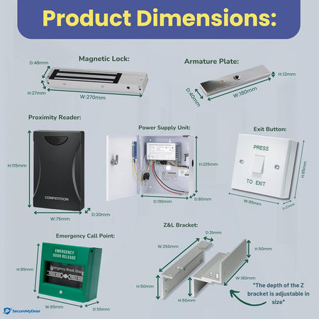 SecureMyDoor single door entry system kit with magnetic lock, including access control components for secure door entry.