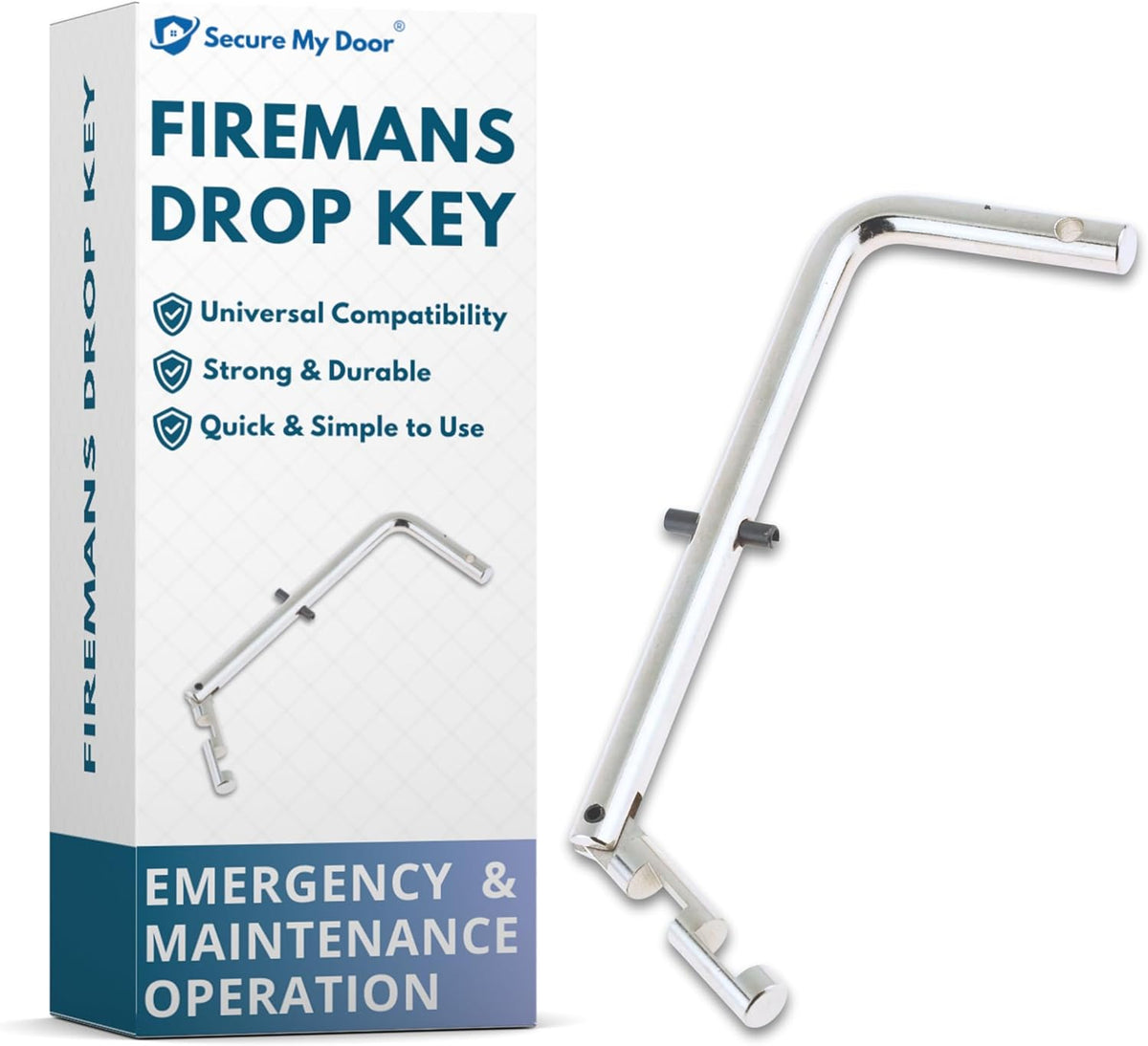 SecureMyDoor Firemans Drop Key, additional door equipment with durable metal construction and secure locking mechanism.