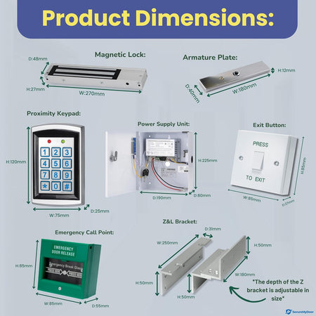 SecureMyDoor single door entry system kit with magnetic lock, including control panel and accessories for secure access.