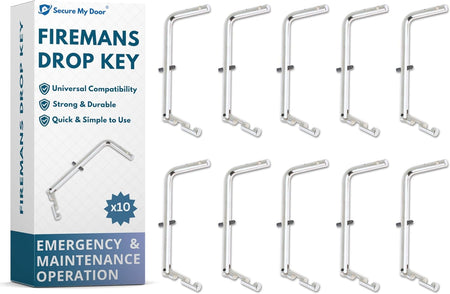 SecureMyDoor Firemans Drop Key, additional equipment with sturdy metal construction and key clip for emergency access.