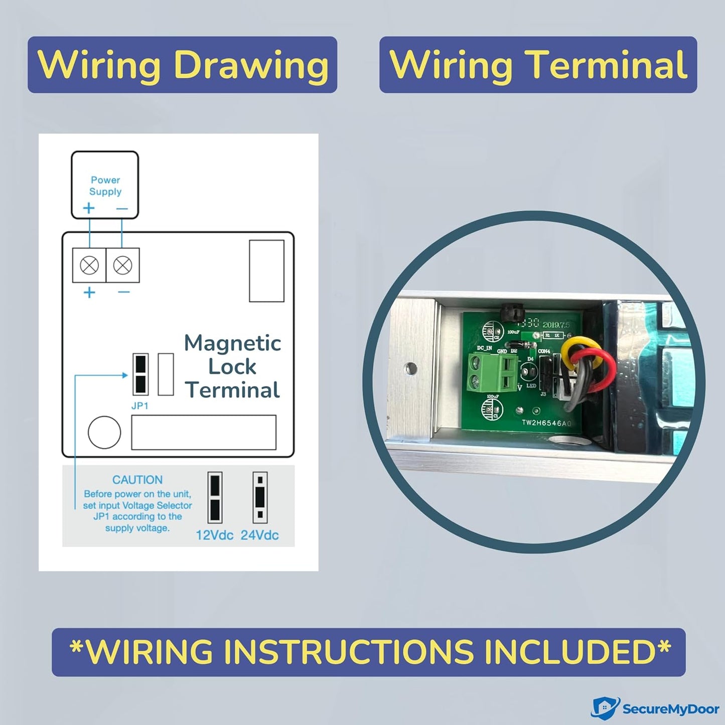 Magnetic Door Lock - Fail Safe 272KG Holding Force - Mini Magnet EM Maglock for Out Swinging Doors - Ideal for Commercial, Residential, and Industrial Buildings