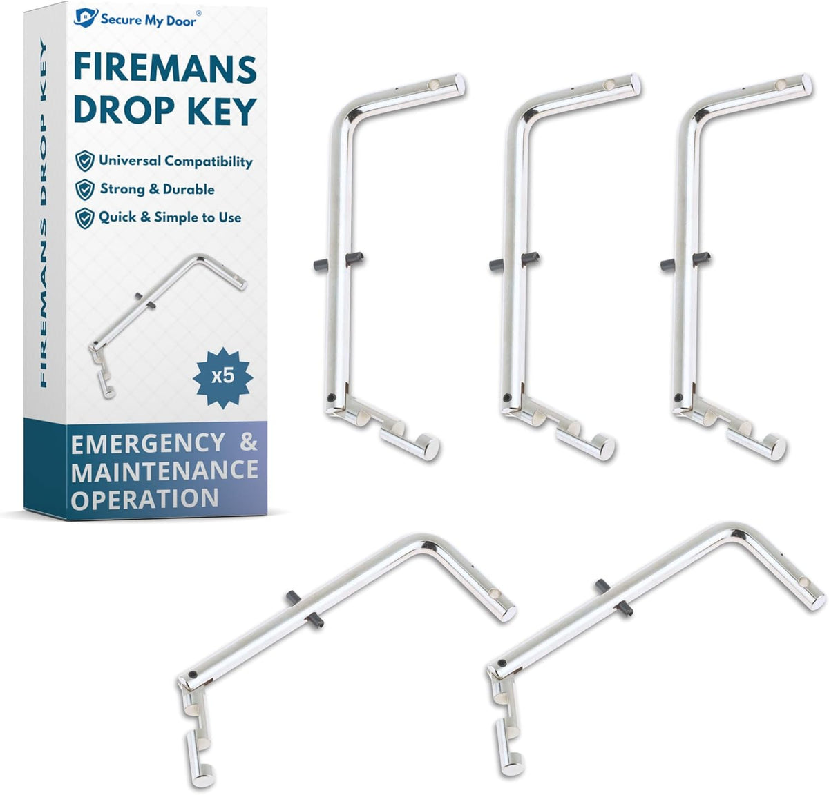 SecureMyDoor Firemans Drop Key, additional safety equipment with durable metal construction and secure locking mechanism.