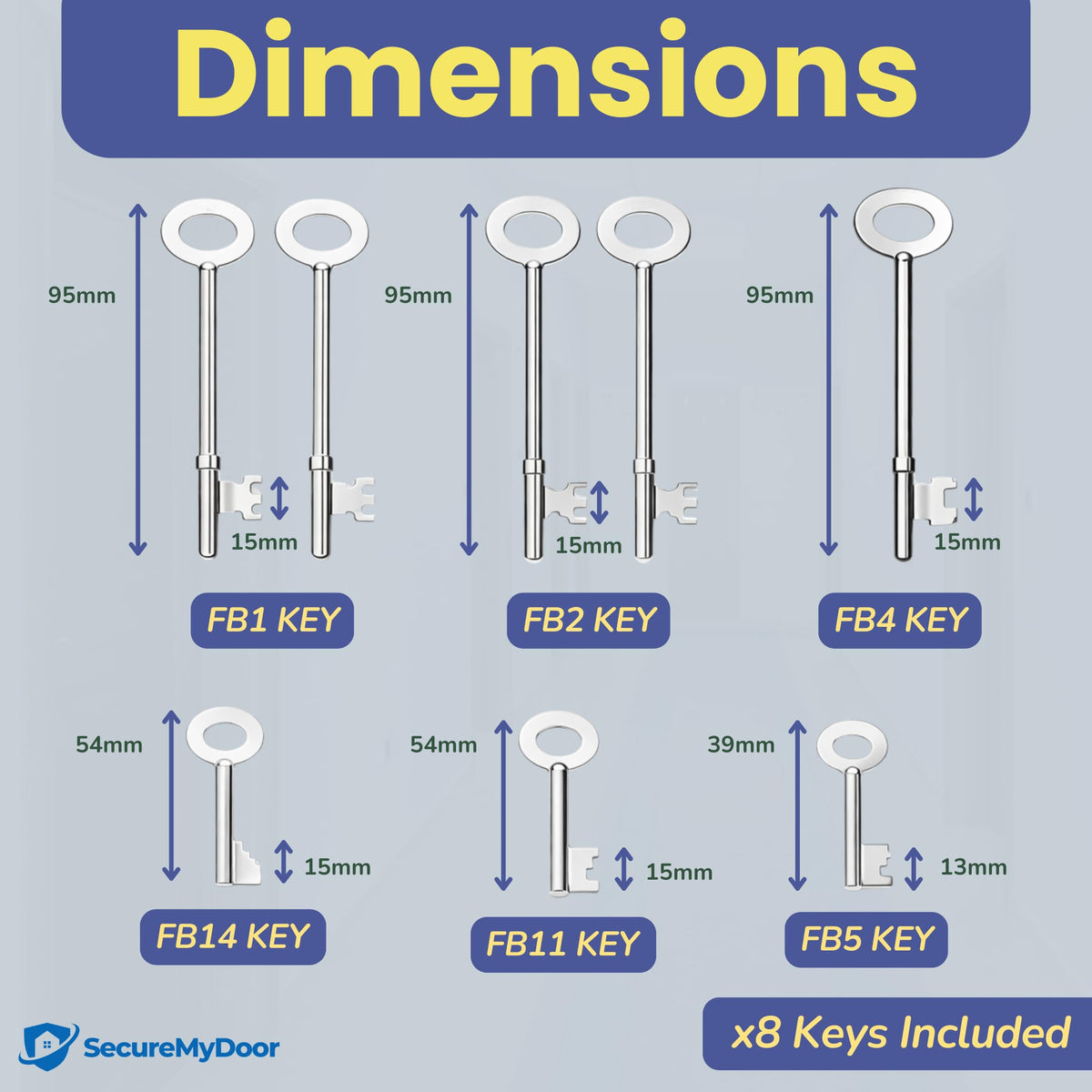 Fire brigade key set, pack of 2