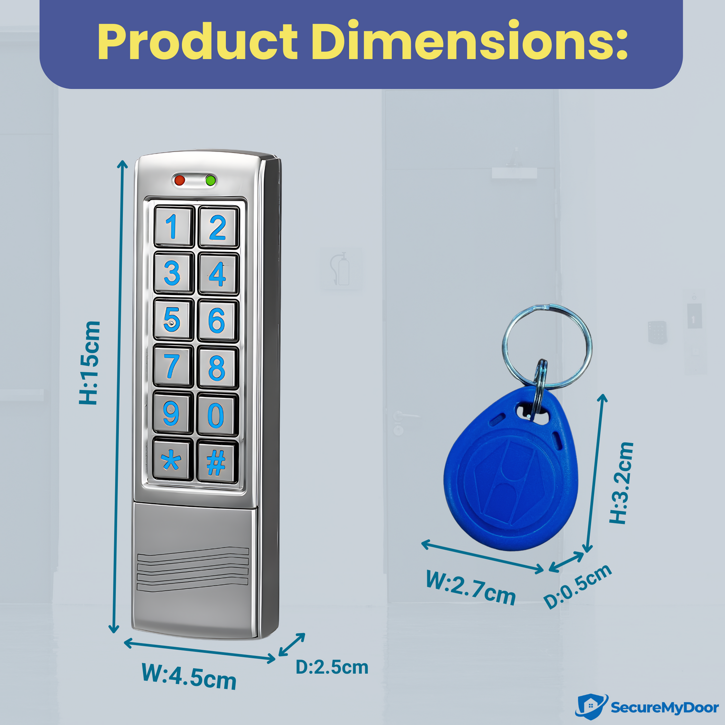 Proximity Digital Keypad for Door Entry System | Both RFID Fobs and PIN code Entry | IP65 Weather Resistant for Outdoor and Indoor Use | Standalone Touchpad Backlight LED Keypad