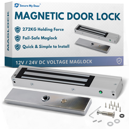 Indoor Magnetic Door Lock | 272KG Strong Holding Force | Fail Safe | Maglock for Access Control Systems | 12VDC/24VDC - SecureMyDoor