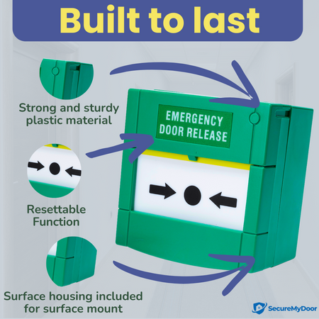 Resettable Emergency Break Glass Call Point - Indoor Use - Fire Alarm Button Switch for Easy Access Control - Ideal for Commercial, Residential, and Industrial Buildings - SecureMyDoor