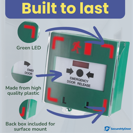 Resettable Call Point | Emergency Door Release Switch | LED Status Indicator | Surface Mount - SecureMyDoor