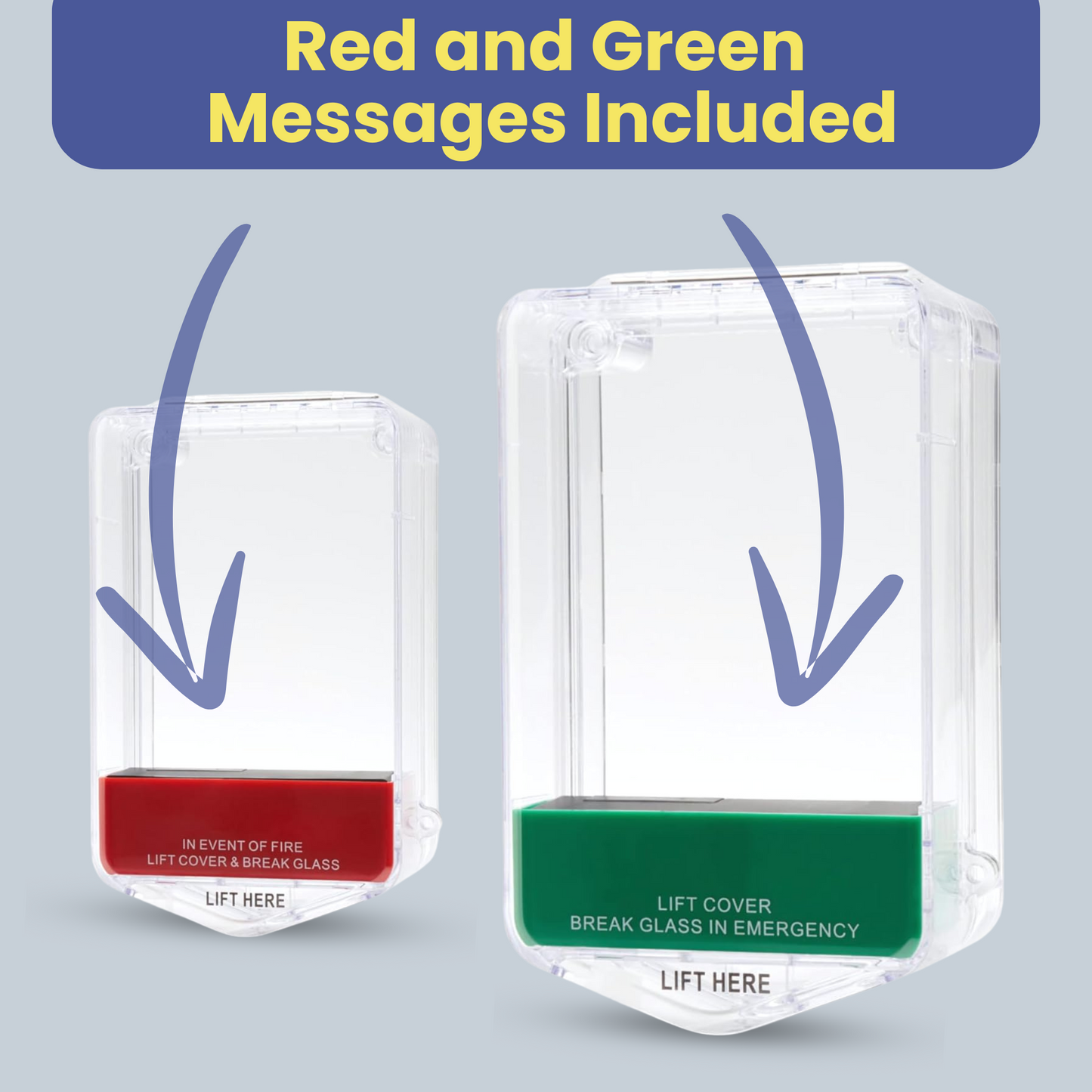 Call Point Cover Protector Stopper with Sounder Alarm | Surface or Flush Mount | Red & Green Colour Messages | Emergency Exit Release Cover with Lift Motion